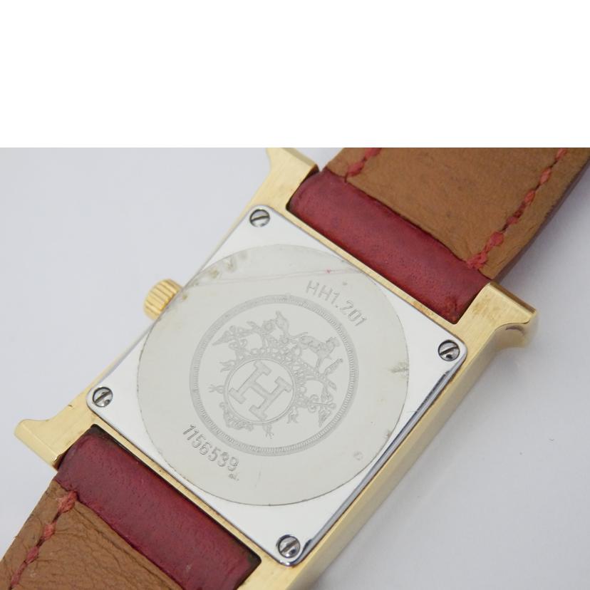 HERMES エルメス/Hウォッチ/レッド文字盤/□B刻印/HH1.201//1156539/Bランク/88