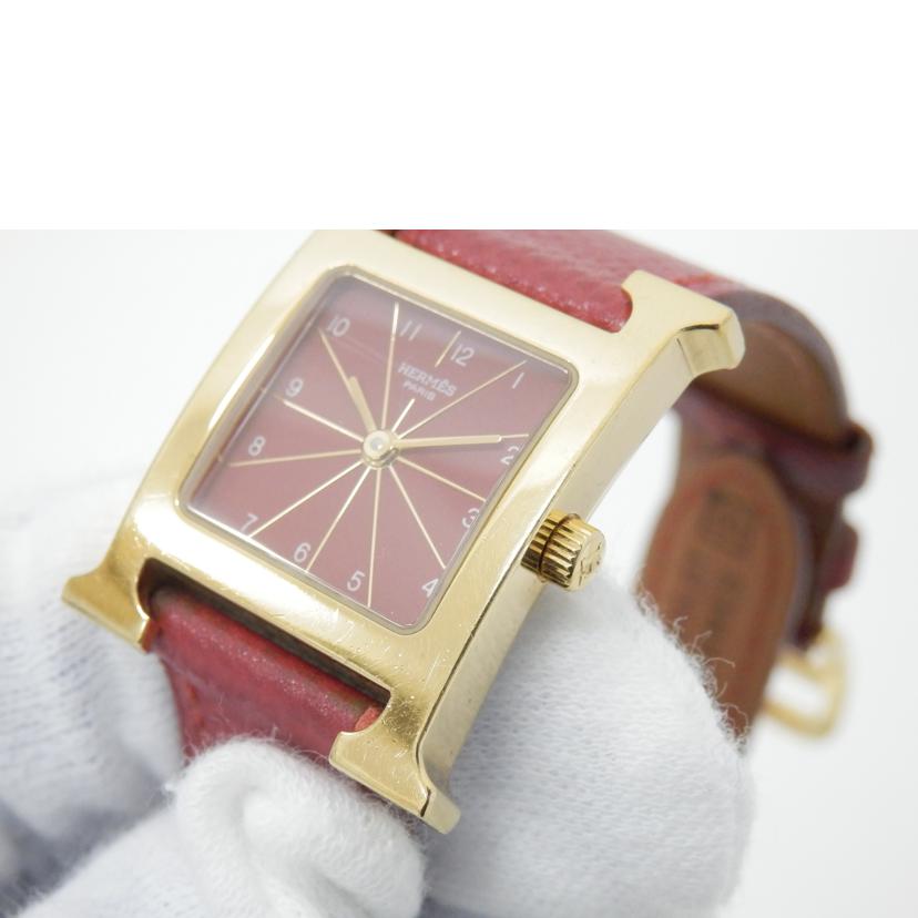 HERMES エルメス/Hウォッチ/レッド文字盤/□B刻印/HH1.201//1156539/Bランク/88