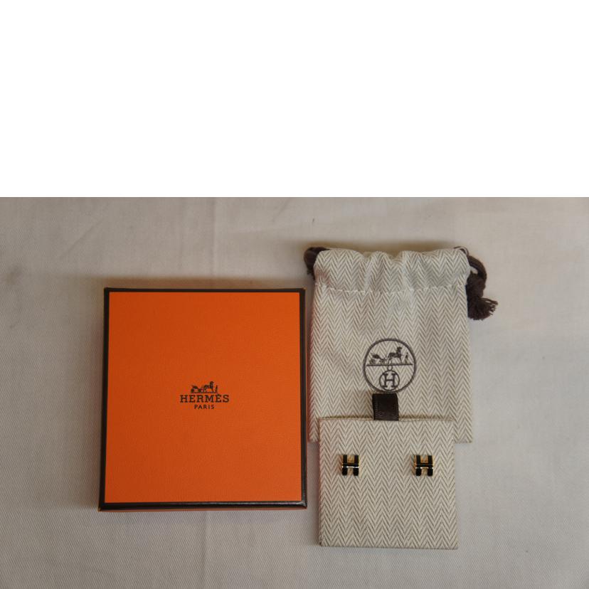 HERMES エルメス/ミニポップアッシュHピアスGDBK//Sランク/92