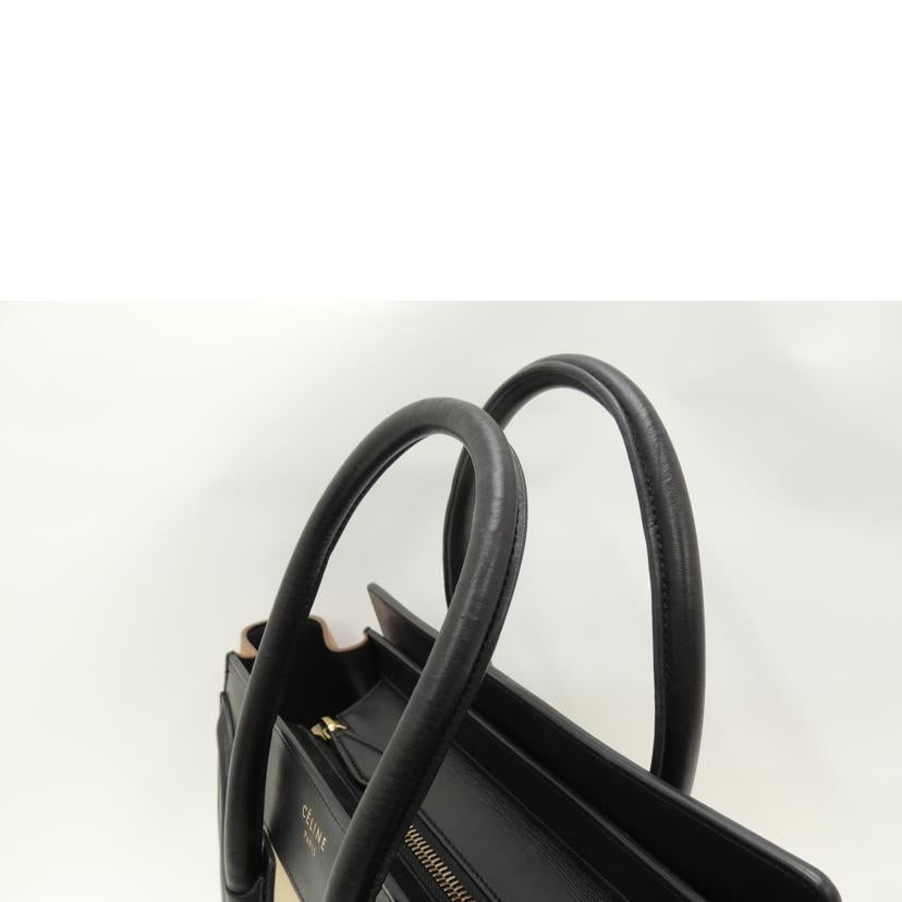 CELINE セリーヌ ハンドバッグ トートバッグ 手提げ カーフスキン/ラゲージ・マイクロショッパー/黒×茶×アイボリー/167793//F-GA-0134/ABランク/69