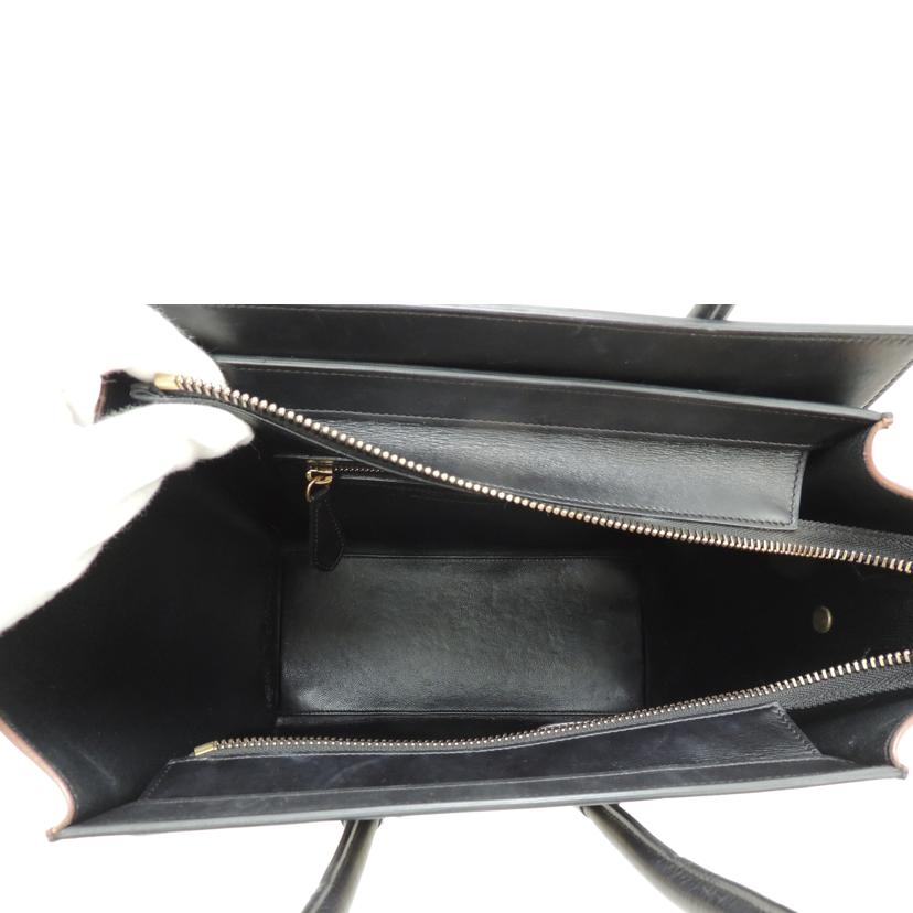 CELINE セリーヌ ハンドバッグ トートバッグ 手提げ カーフスキン/ラゲージ・マイクロショッパー/黒×茶×アイボリー/167793//F-GA-0134/ABランク/69