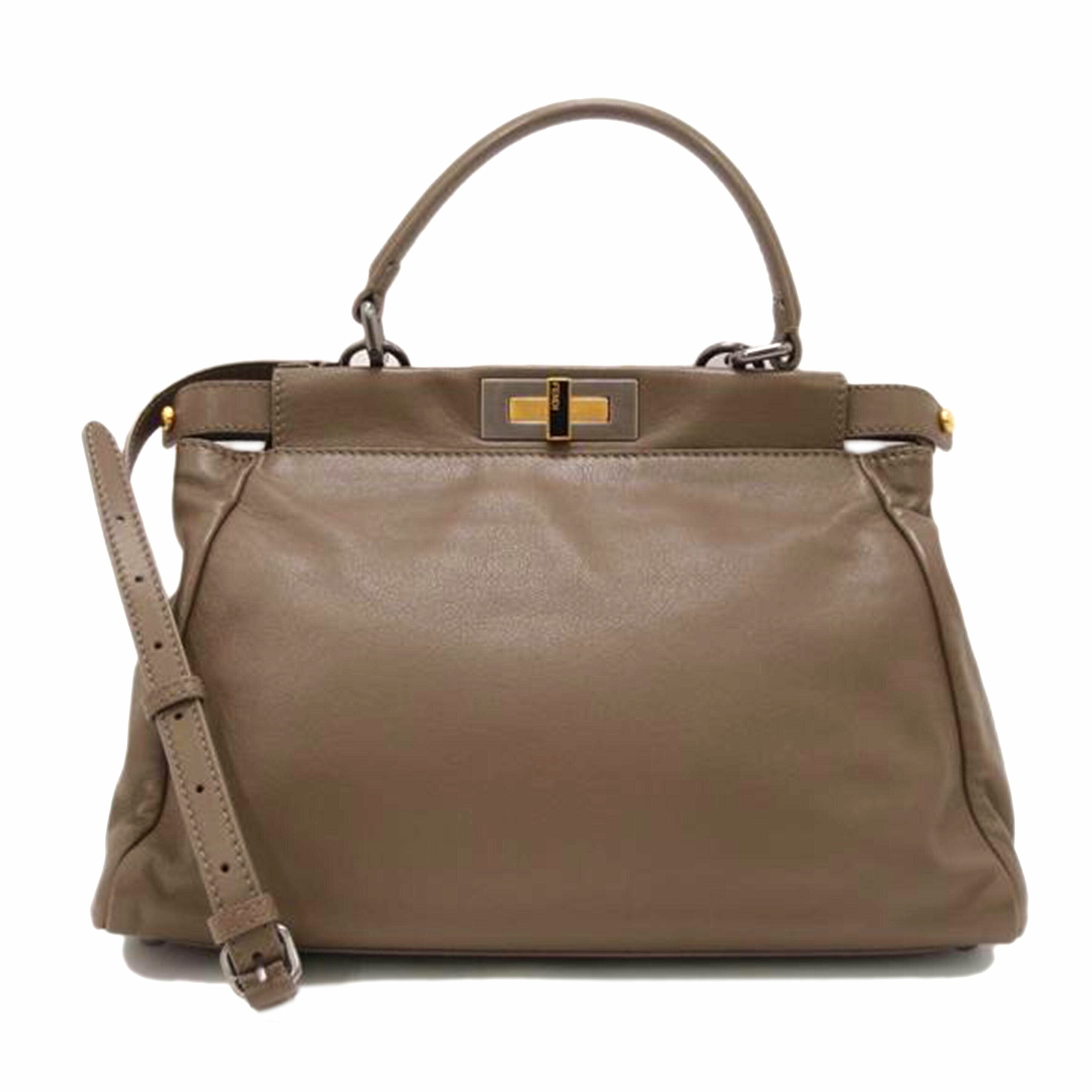 FENDI フェンディ ハンドバッグ ショルダー ターンロック 斜め掛け レザー 内側スウェード レディース/ピーカブー・レギュラー/ナッツブラウン系/8BN226//CA1887209/ABランク/69