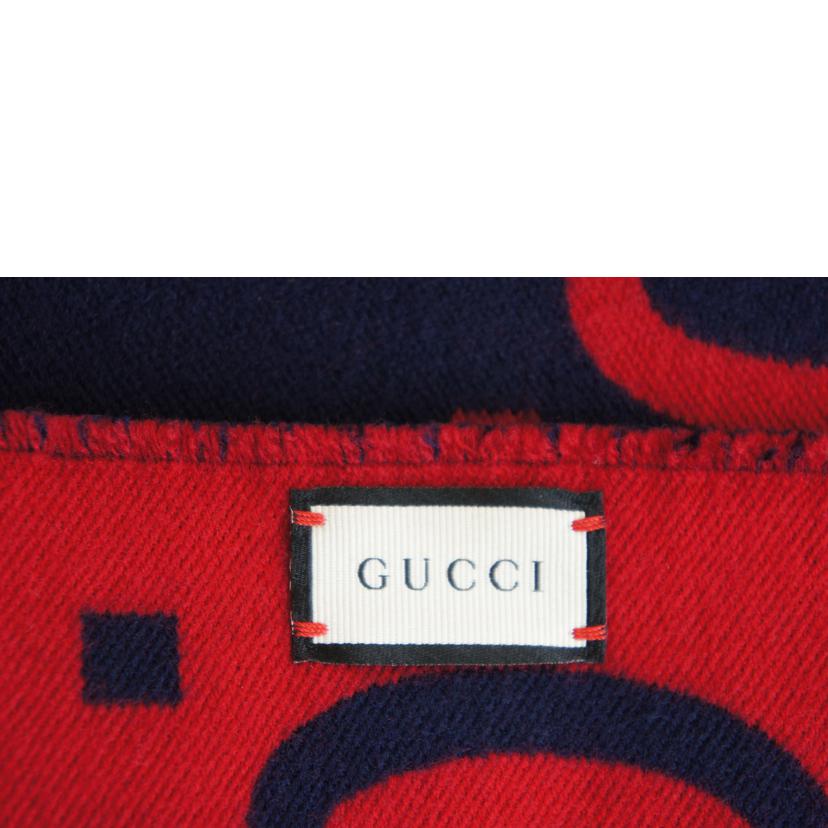 GUCCI グッチ/ウールGGマフラーネイビーレッド//Aランク/92