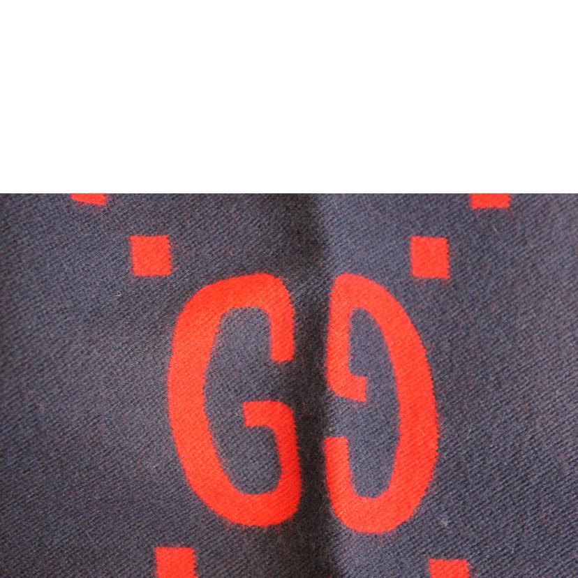 GUCCI グッチ/ウールGGマフラーネイビーレッド//Aランク/92