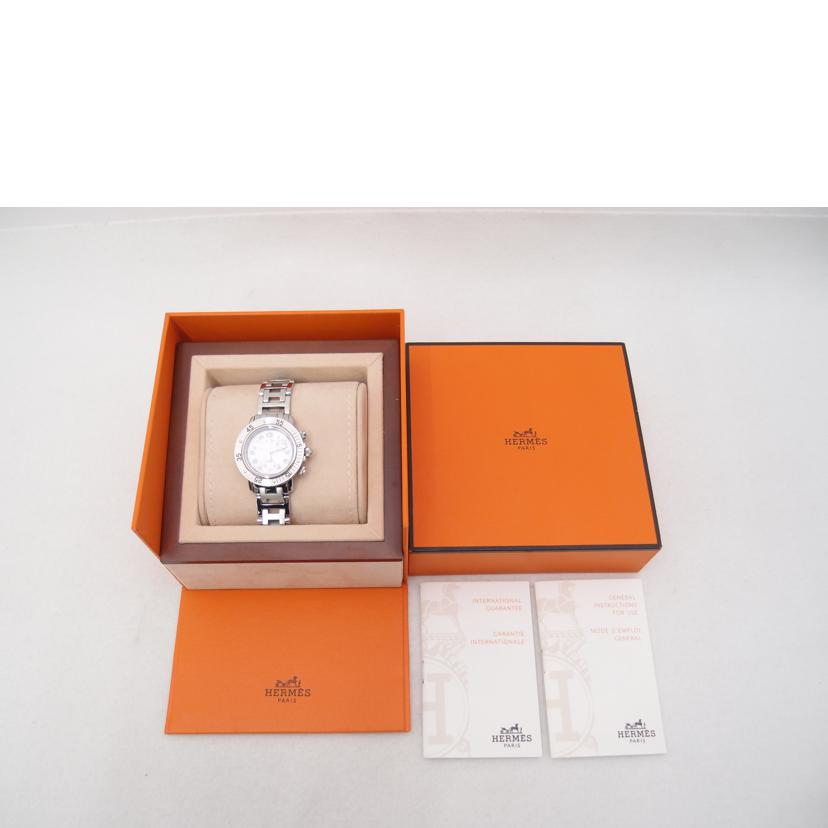 HERMES エルメス 腕時計 クロノグラフ ステンレス ピンク文字盤/クリッパー/ダイバー/クォーツ/CL2.310//258****/Aランク/69