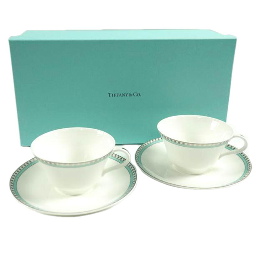 TIFFANY&Co. ティファニー/プラチナブルーバンド ペアカップ&ソーサー//SAランク/79