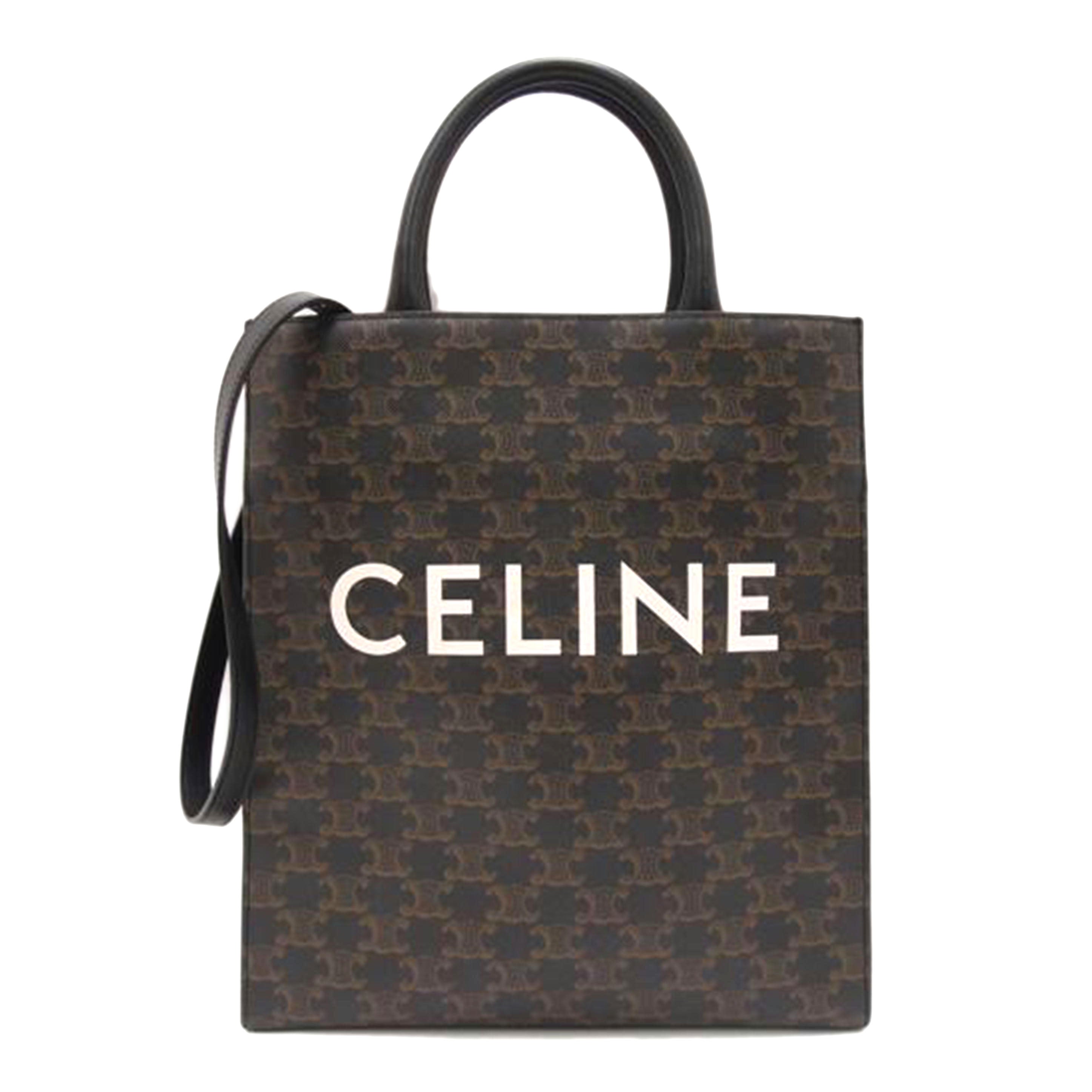 CELINE セリーヌ ハンドバッグ ロゴモチーフ A4 黒/トリオンフ・スモールバーティカルカバ/ブラック//S-LM-4260/Aランク/69