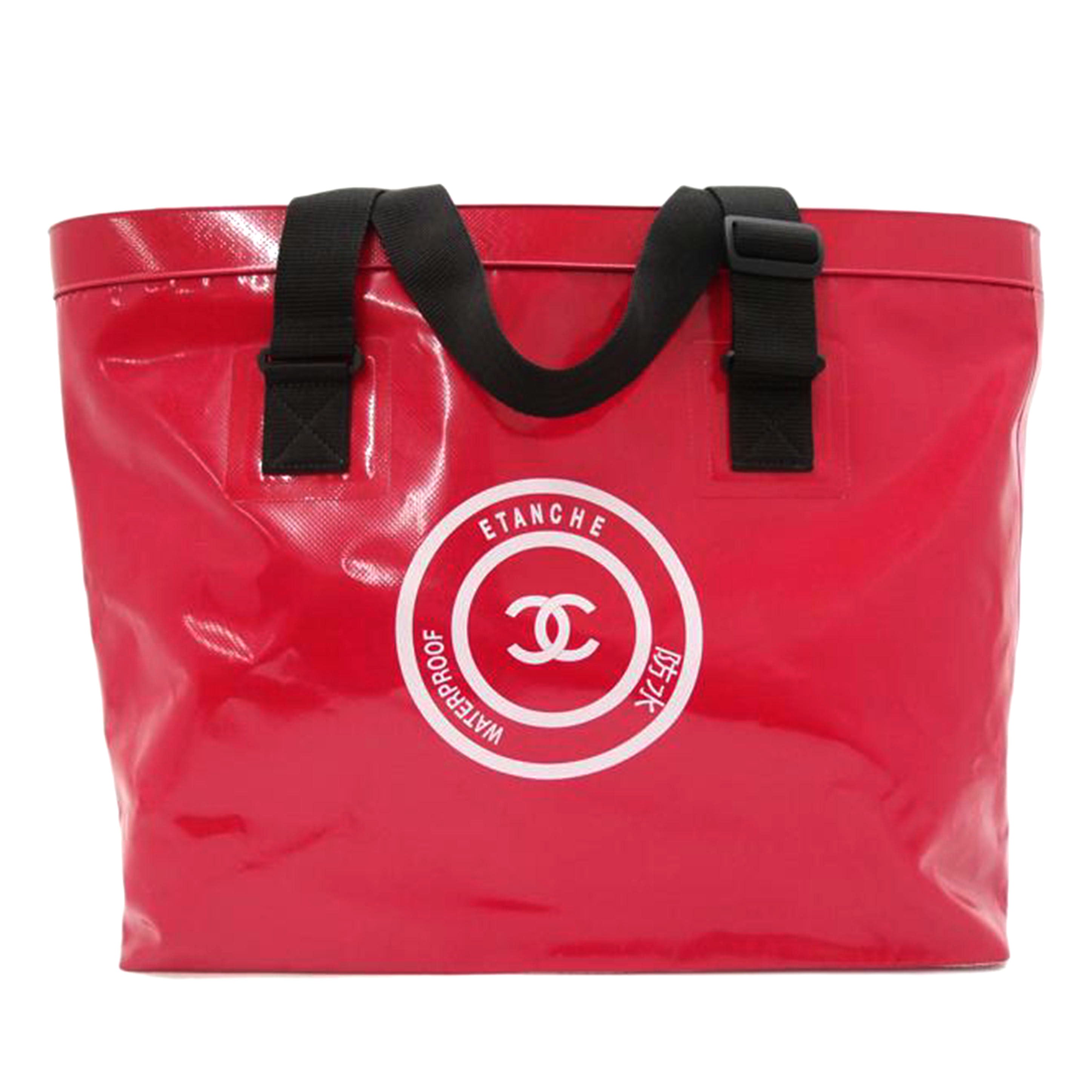 CHANEL シャネル 防水 ETANCHE 赤/ココマーク・ビニールトート/レッド//6012011/ABランク/69