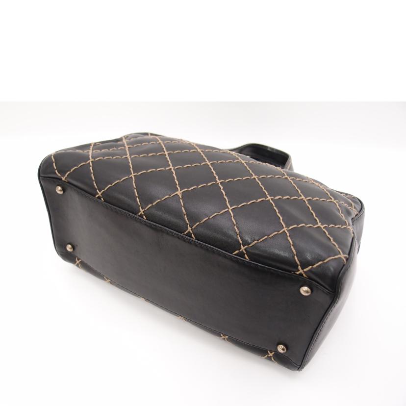 CHANEL シャネル ココマーク ハンドバッグ 手提げ レザー 黒/ワイルドステッチ・ミニボストン/ブラック/A18121//6528175/ABランク/69