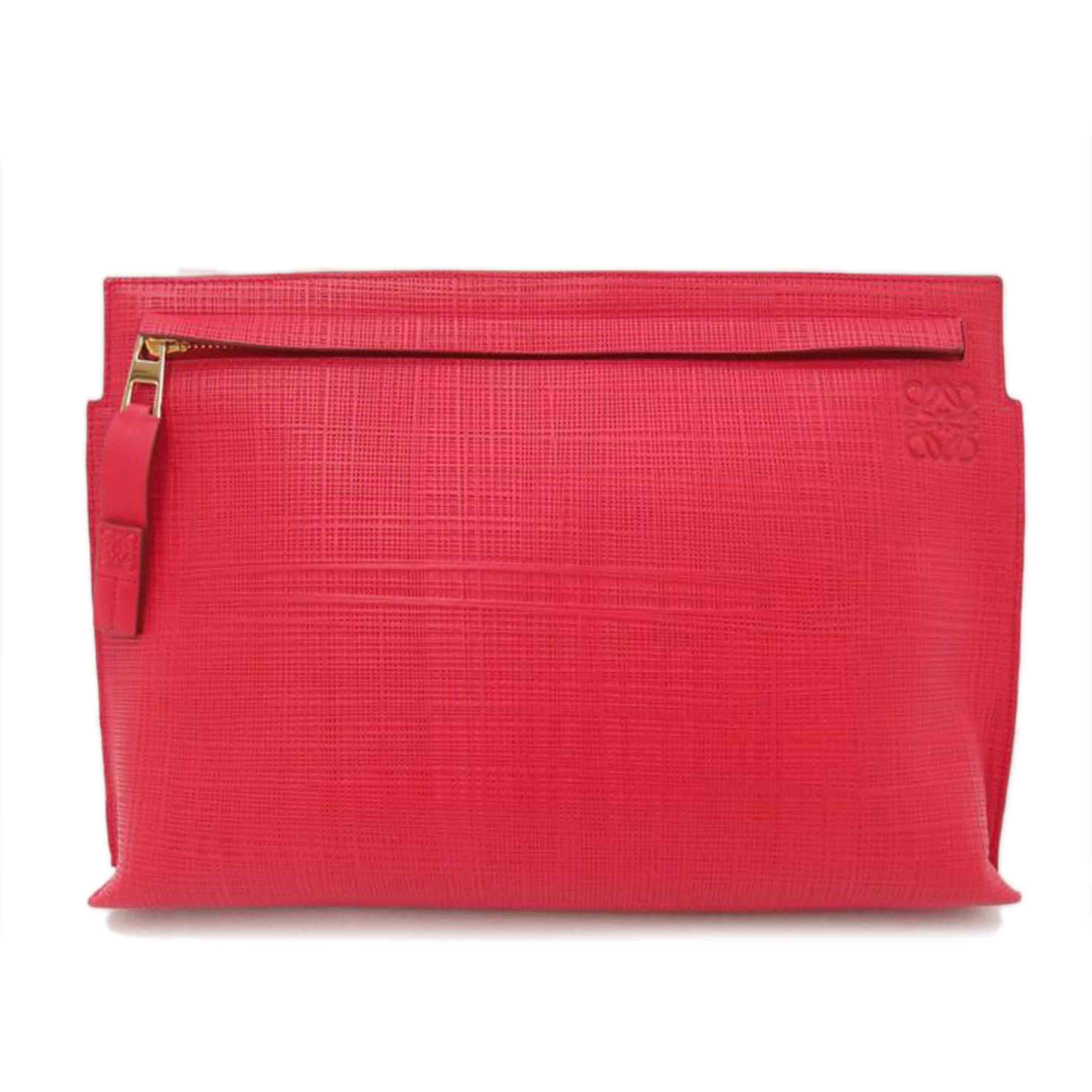 LOEWE ロエベ クラッチバッグ セカンドバック レザー 赤 レディース/アナグラムTポーチ/レッド//061**/SAランク/69