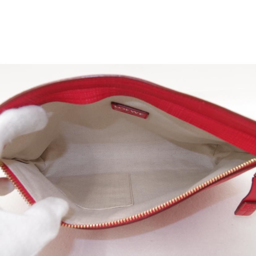 LOEWE ロエベ クラッチバッグ セカンドバック レザー 赤 レディース/アナグラムTポーチ/レッド//061**/SAランク/69