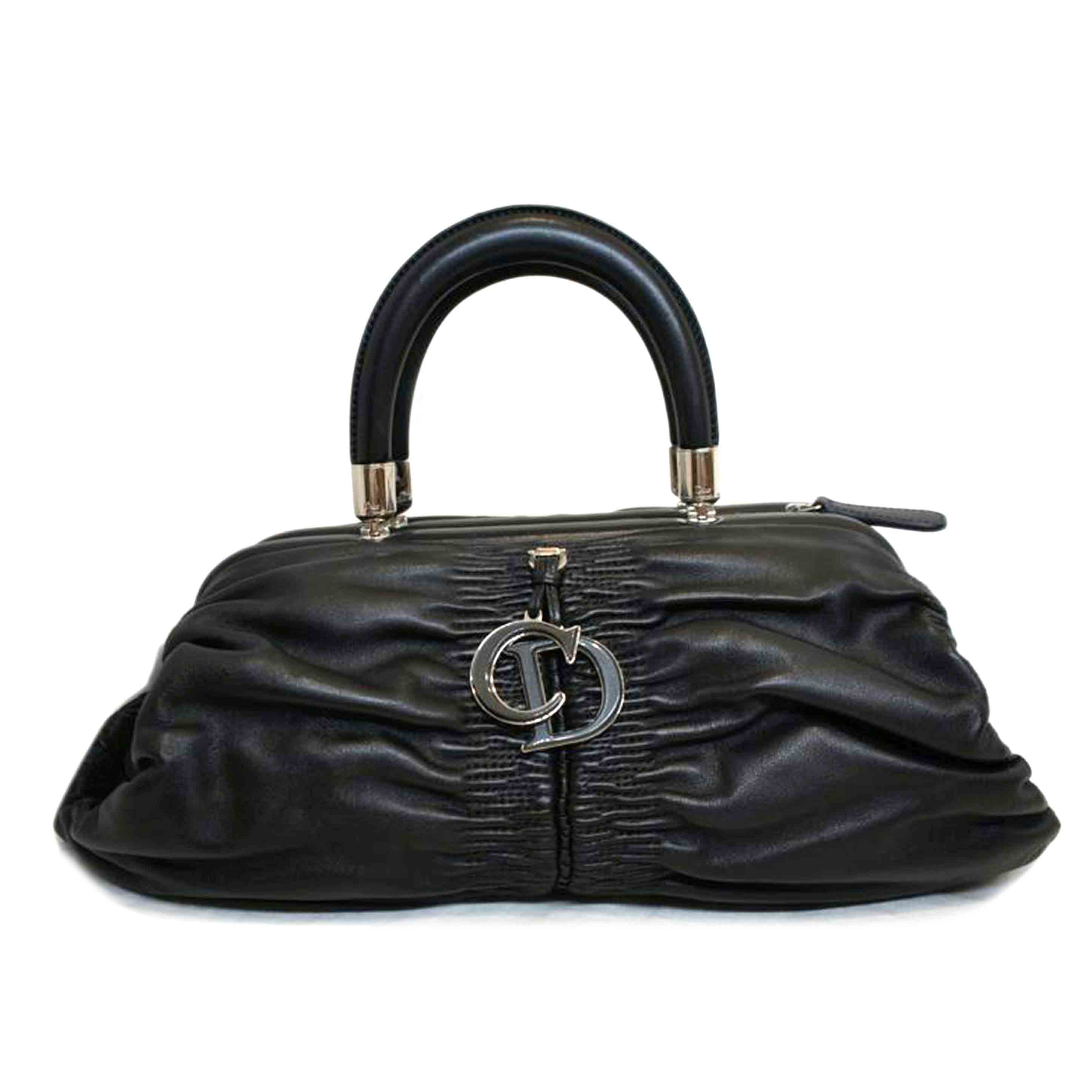 Christian Dior ディオール/カレーニナレザーボストンブラックCDロゴ//Aランク/92