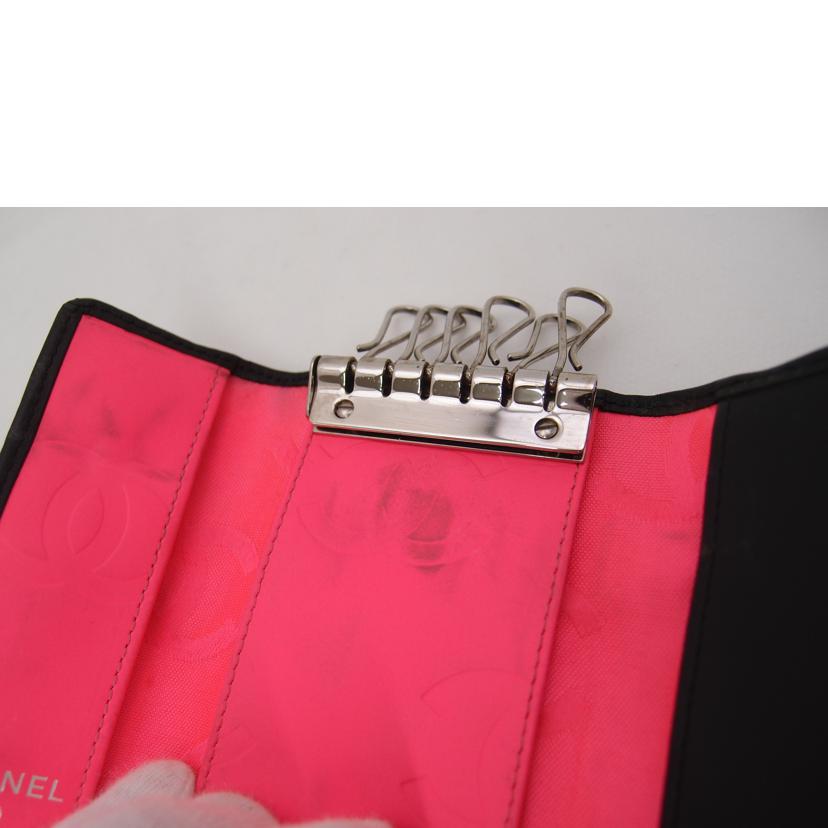 CHANEL シャネル キーリング エナメル 黒×ピンク レディース/カンボンライン6連キーケース/ブラック/A26723//193*****/ABランク/69