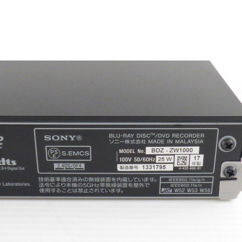 SONY ソニー/BDレコーダー/BDZ-ZW1000/BDZ-ZW1000//1331795/ABランク/64