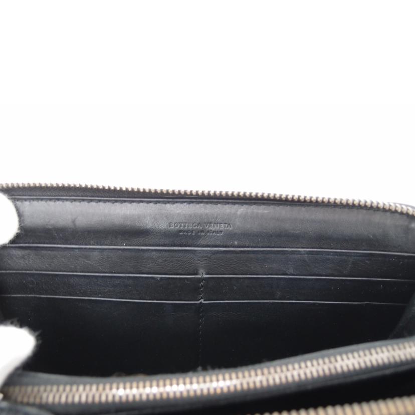 BOTTEGA VENETA ボッテガ・ヴェネタ レザー 編み込み 黒 メンズ/イントレチャート・ラウンドファスナー長財布/ブラック//B05020738F/ABランク/69