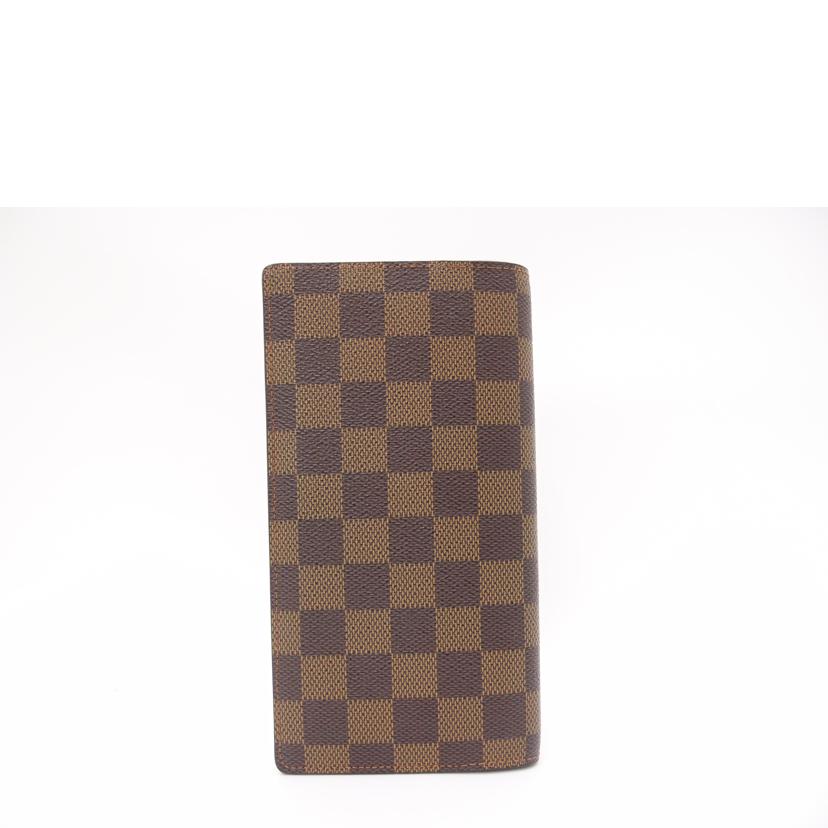 LOUIS VUITTON ルイ・ヴィトン 二つ折り 長財布 市松模様 茶 メンズ /ポルトフォイユ・ブラザ/ダミエ・エベヌ/N60017//SP1077/Aランク/69