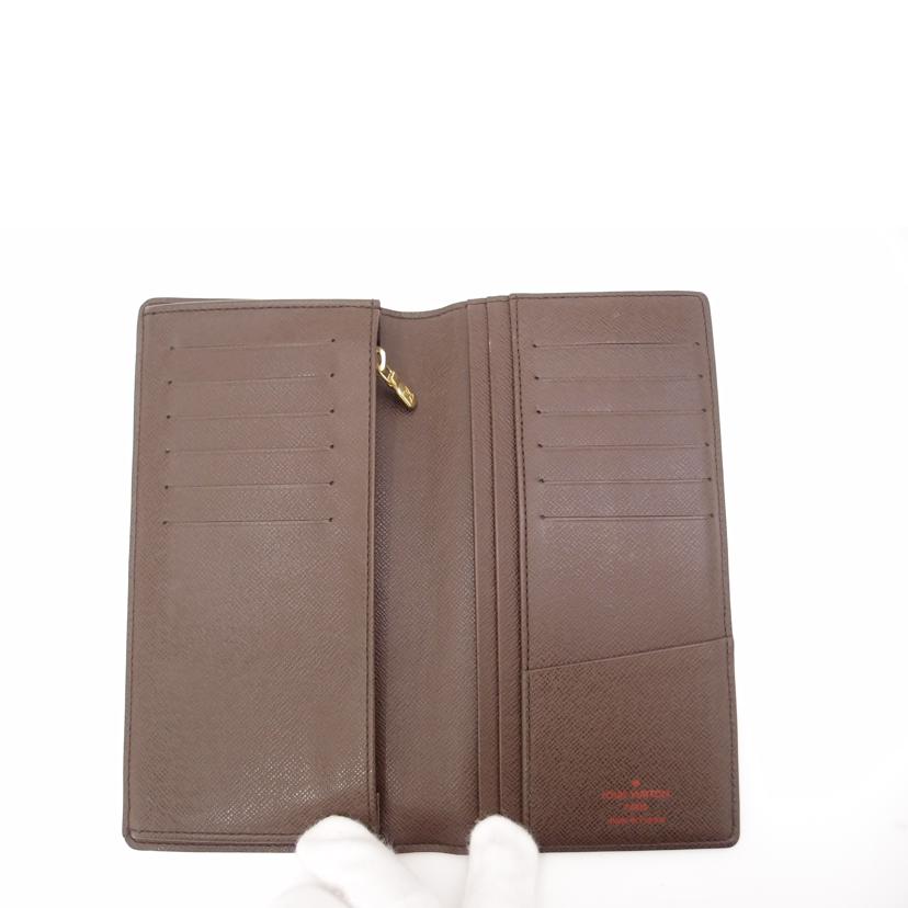 LOUIS VUITTON ルイ・ヴィトン 二つ折り 長財布 市松模様 茶 メンズ /ポルトフォイユ・ブラザ/ダミエ・エベヌ/N60017//SP1077/Aランク/69