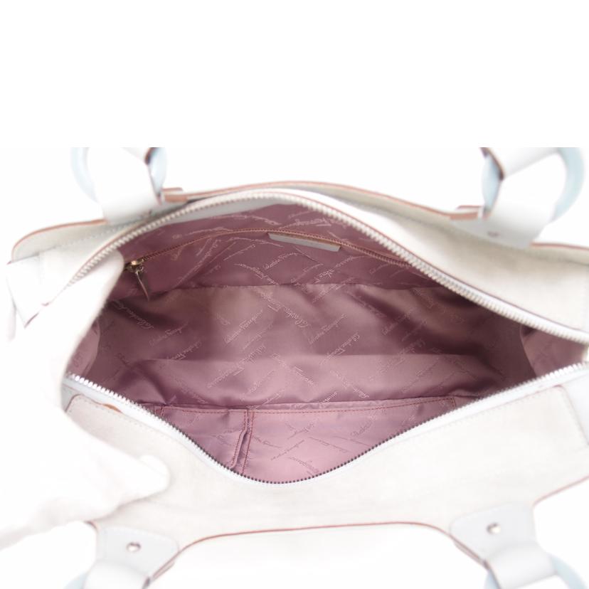 Ferragamo フェラガモ ハンド 水色 レディース/ガンチーニボストン/ライトブルー/DH-21 5746//Aランク/69