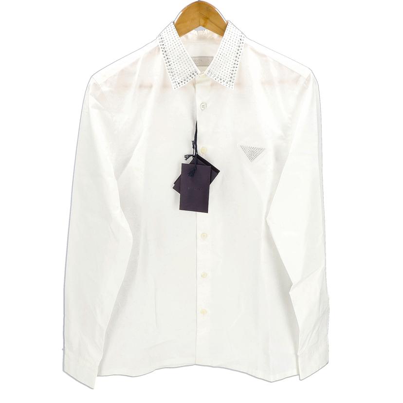 PRADA プラダ PRADA ホワイトスタッズコットンシャツ メンズ/ホワイトスタッズコットンシャツ/UCN420//Aランク/37