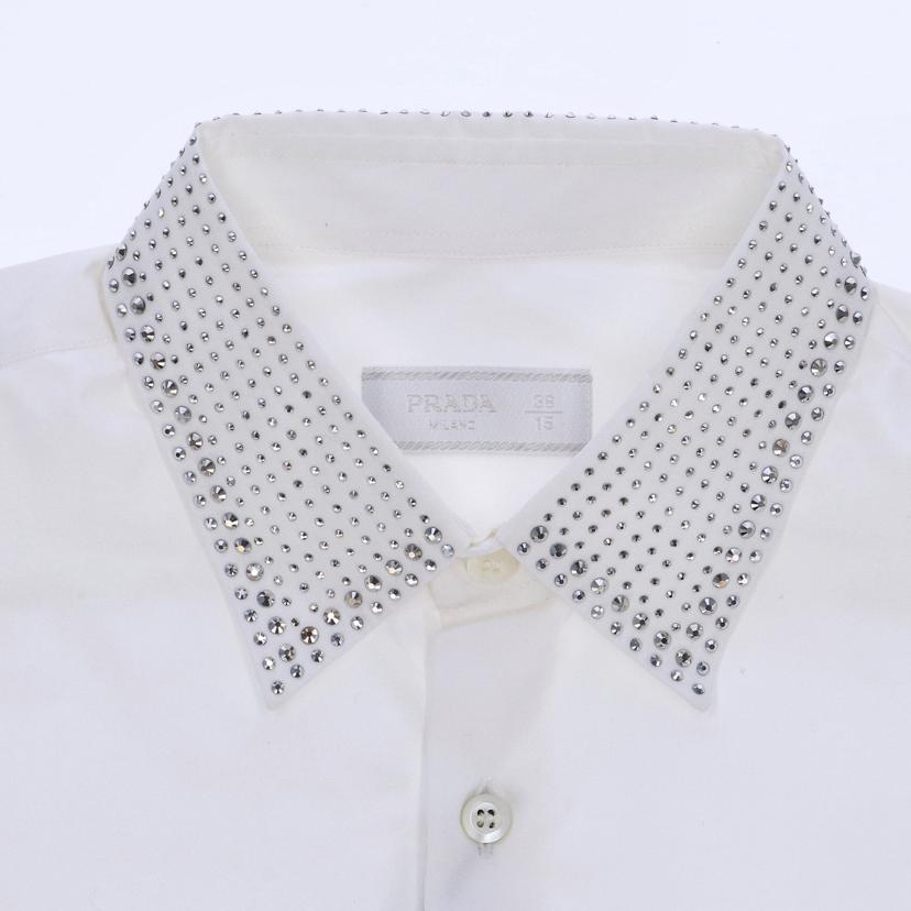 PRADA プラダ PRADA ホワイトスタッズコットンシャツ メンズ/ホワイトスタッズコットンシャツ/UCN420//Aランク/37