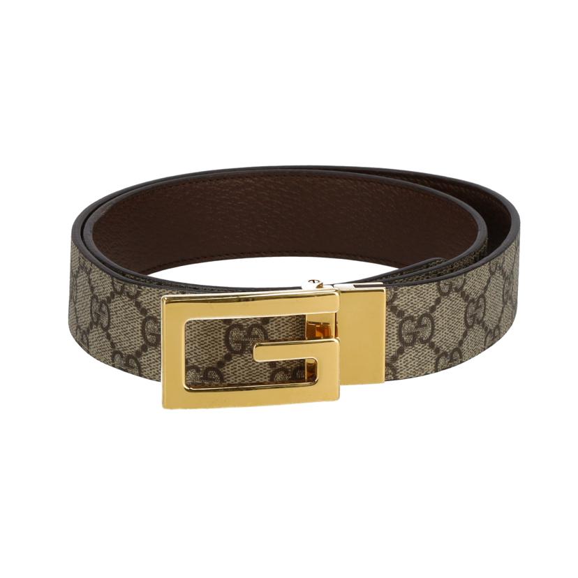 GUCCI グッチ GUCCI ベルト ベージュ&エポニー GGスプリームキャンパス ブラウンレザー リバーシブル メンズ/GGシグネチャーメンズベルト95・33/626974//Aランク/75