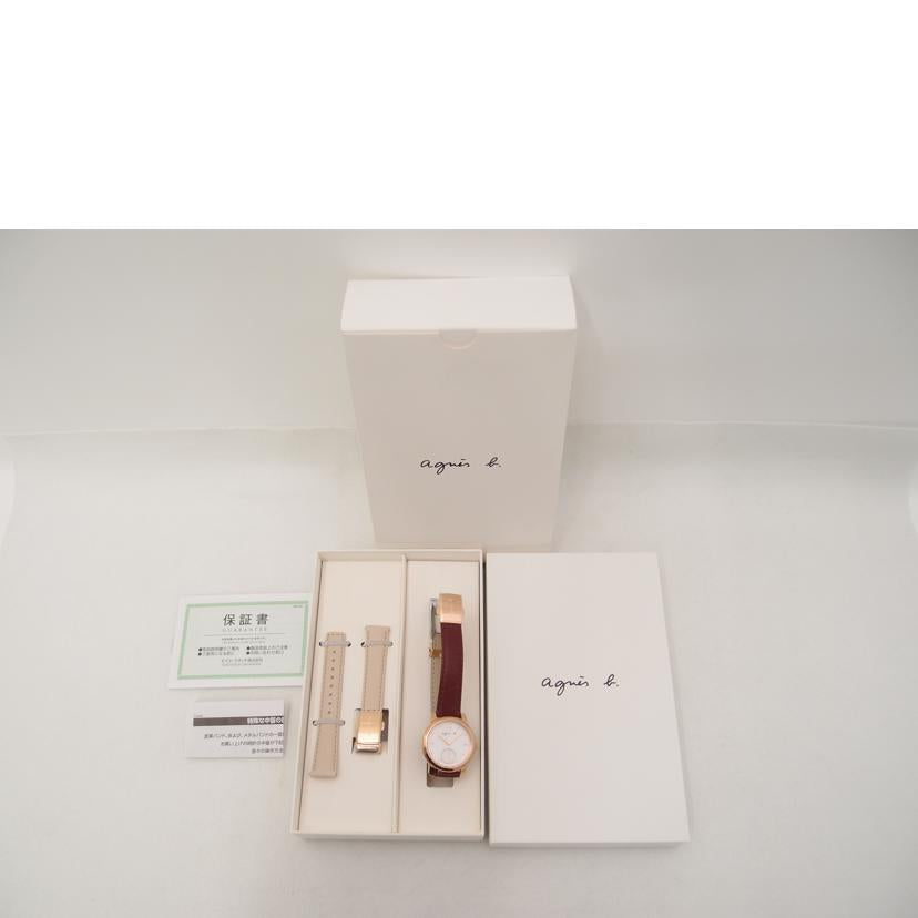 agnes b. アニエスベー 腕時計 革ベルト 白文字盤 ほぼ新品/agnes b./レディースクォーツ/FCST988//SAランク/69