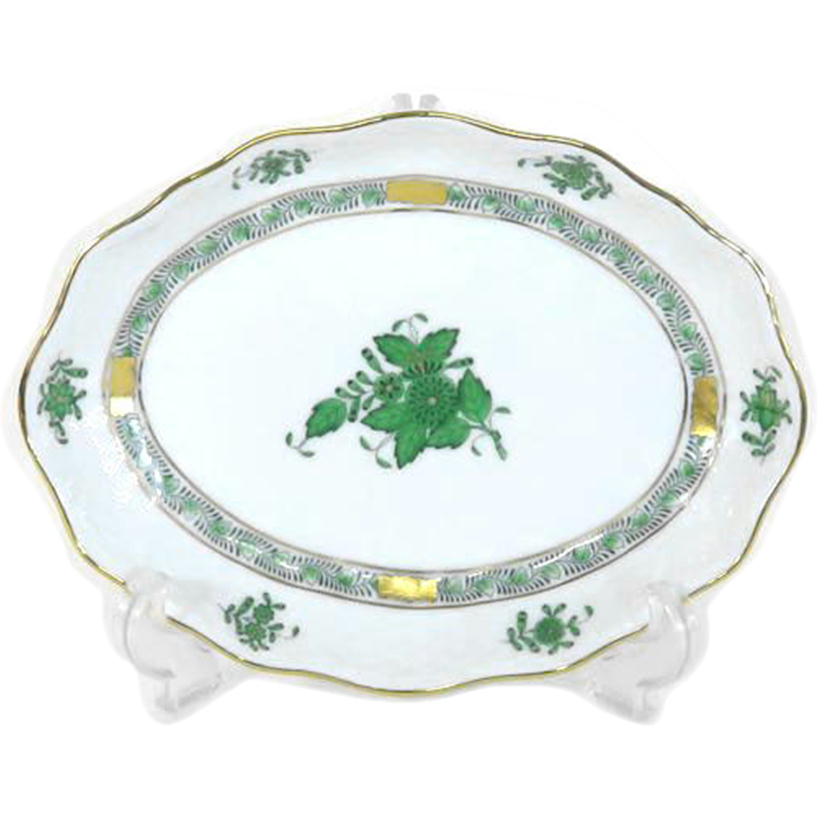 HEREND ヘレンド/アポニーグリーン/オーバルディッシュ//Aランク/81