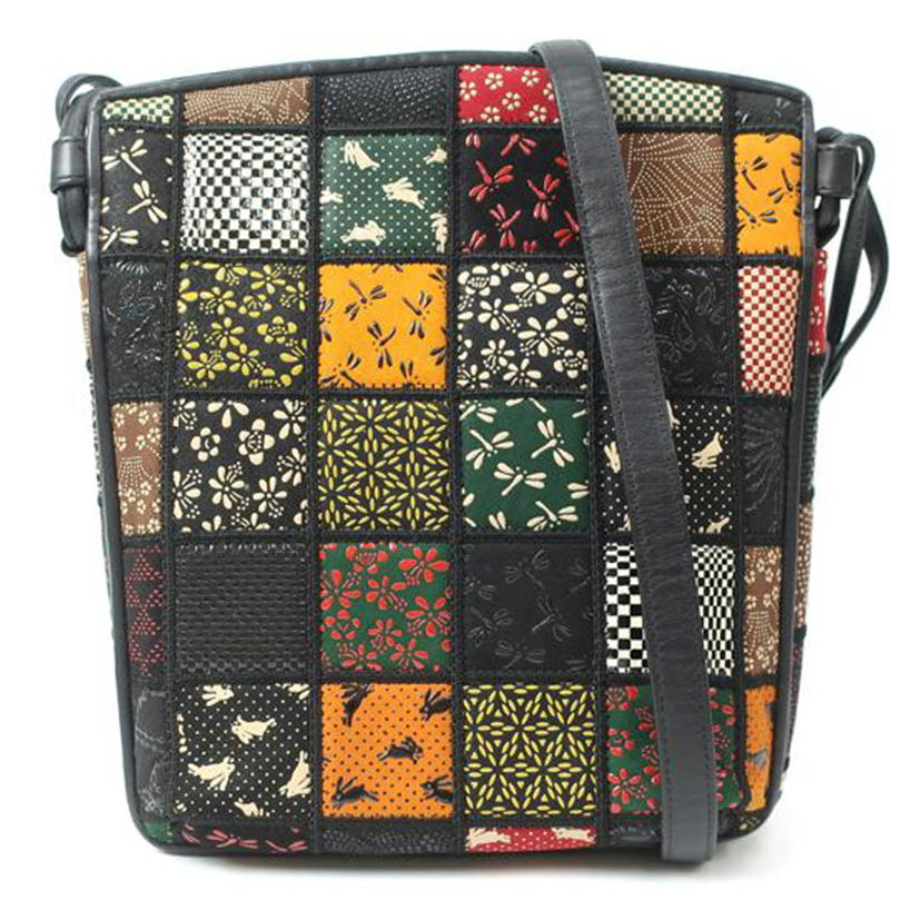 sanko-inden 三紅印傳/パッチワーク印伝 ショルダーバッグ レザー 肩掛け 和柄 レディース//Aランク/65