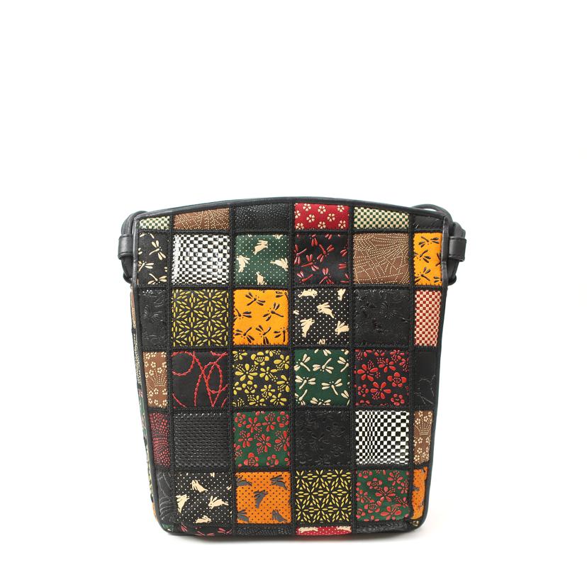 sanko-inden 三紅印傳/パッチワーク印伝 ショルダーバッグ レザー 肩掛け 和柄 レディース//Aランク/65