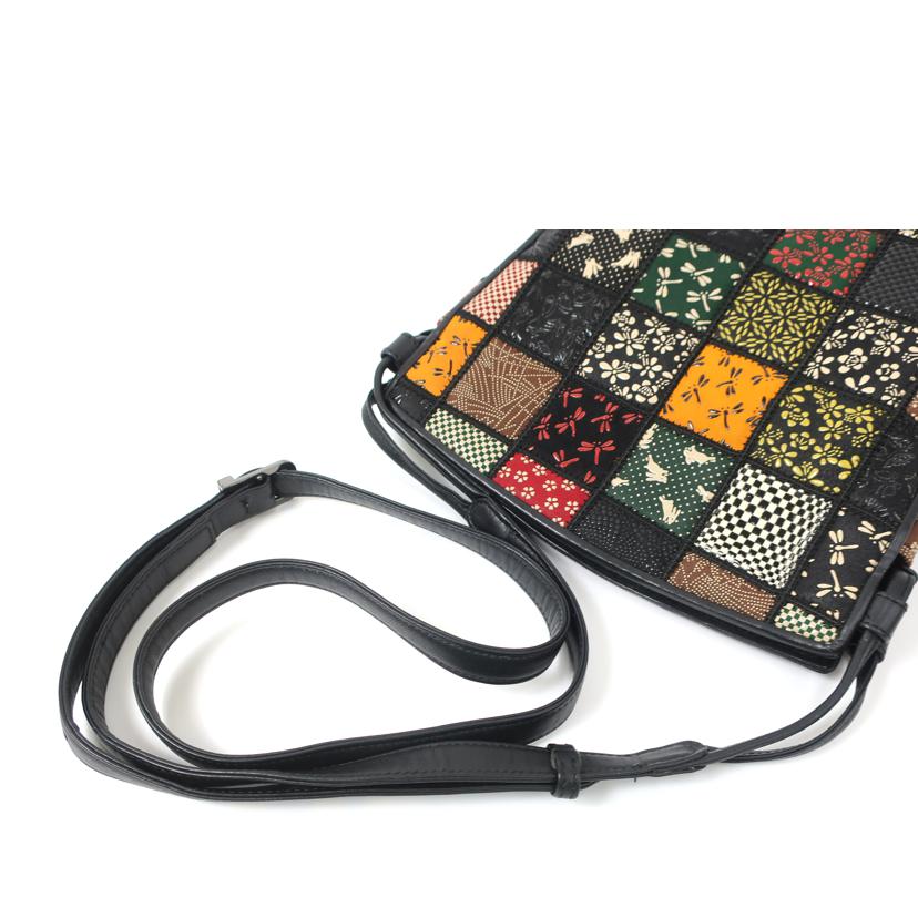 sanko-inden 三紅印傳/パッチワーク印伝 ショルダーバッグ レザー 肩掛け 和柄 レディース//Aランク/65