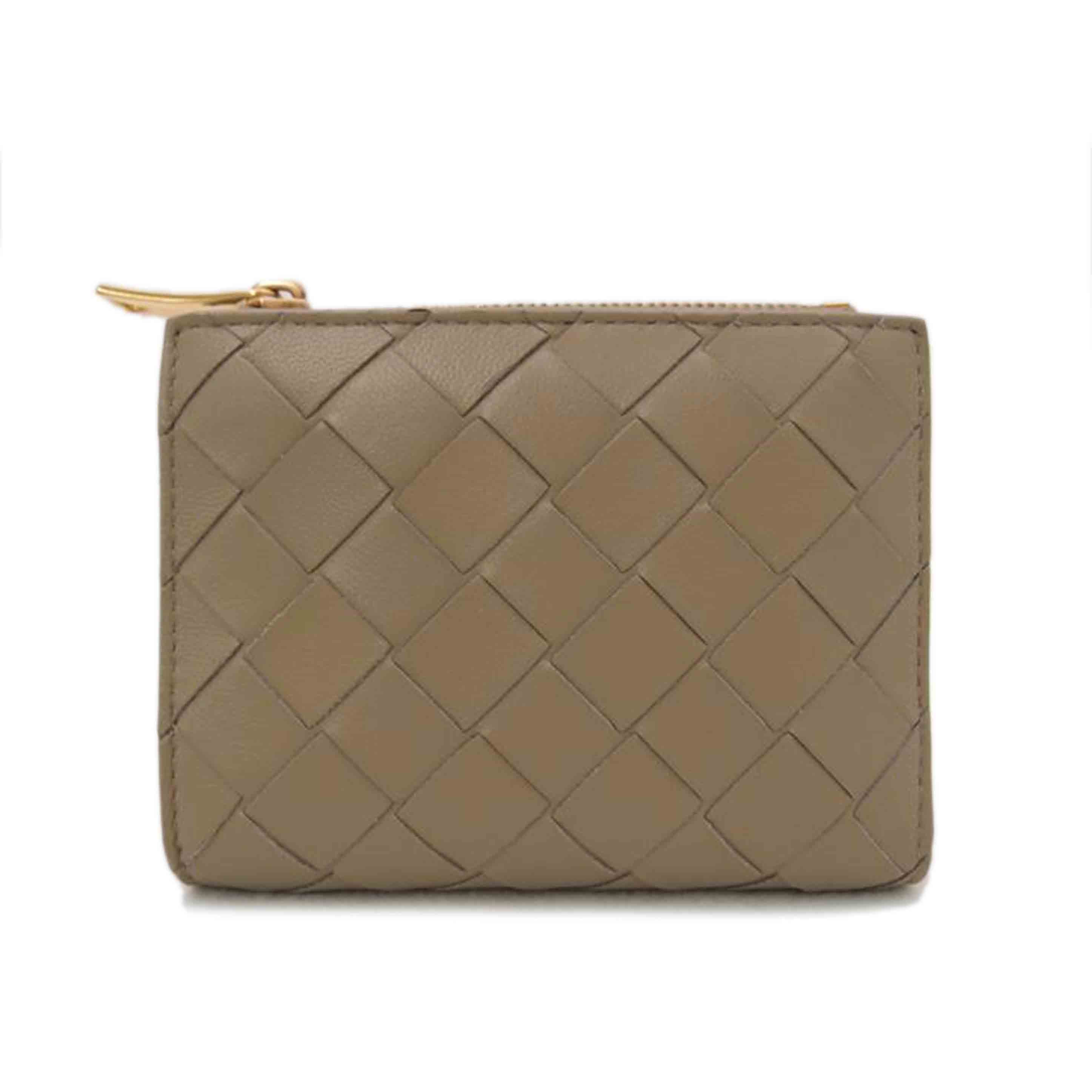 BOTTEGA VENETA ボッテガヴェネタ ミニウォレット ZIP財布 レディース ゴールド金具/イントレチャート二つ折財布/ベージュ系/707601//Aランク/69