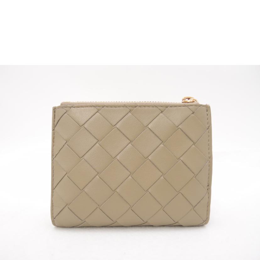 BOTTEGA VENETA ボッテガヴェネタ ミニウォレット ZIP財布 レディース ゴールド金具/イントレチャート二つ折財布/ベージュ系/707601//Aランク/69