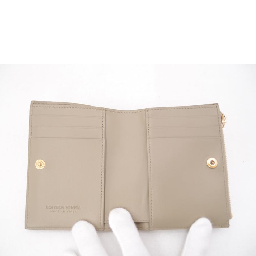 BOTTEGA VENETA ボッテガヴェネタ ミニウォレット ZIP財布 レディース ゴールド金具/イントレチャート二つ折財布/ベージュ系/707601//Aランク/69