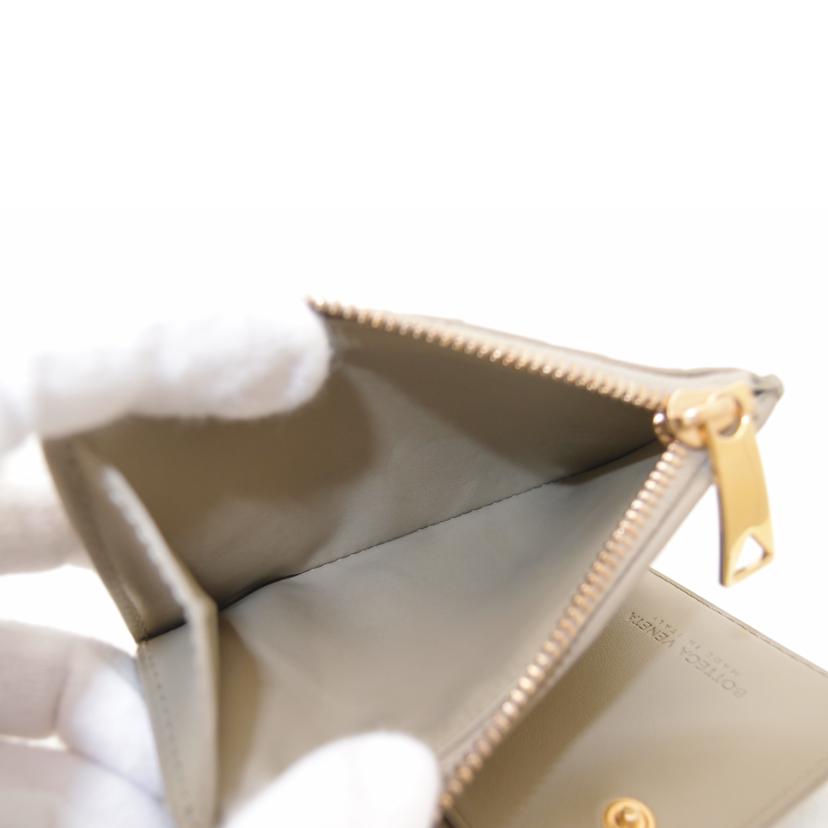 BOTTEGA VENETA ボッテガヴェネタ ミニウォレット ZIP財布 レディース ゴールド金具/イントレチャート二つ折財布/ベージュ系/707601//Aランク/69