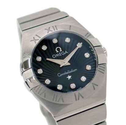OMEGA オメガ 腕時計 ダイヤモンド 黒文字盤 レディース/コンステレーション・ブラッシュ・12Pダイヤ/クオーツ/123.10.24.60.51.001//92965672/SAランク/69