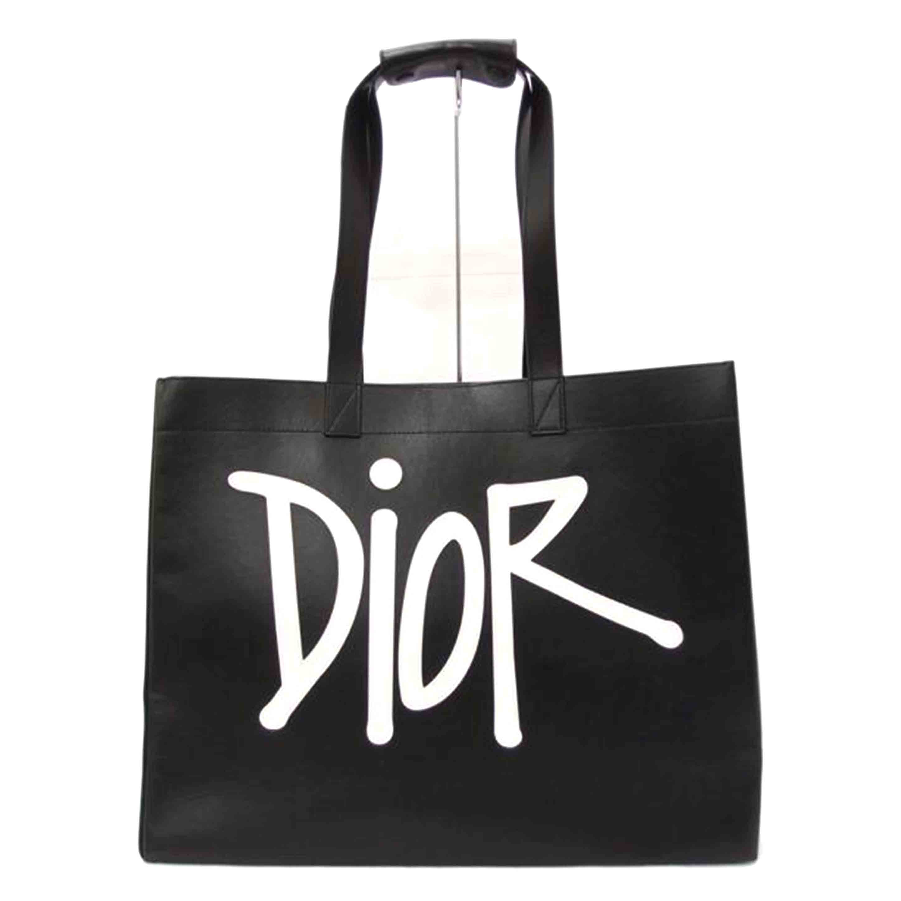 ChristianDior クリスチャンディオール トートバック ショルダーバッグ ハンドバック レザー 黒 メンズ レディース 肩掛け/ショーンステューシーコラボレザートート/ブラック/1DOSH153YZIH10E//BO0***/Aランク/69