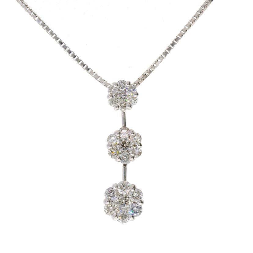 / K18WGダイヤネックレス1.00ct//ABランク/75