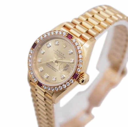 ROLEX ロレックス/デイトジャスト10P ルビーダイヤベゼル K18/69068G//W363939/Aランク/67