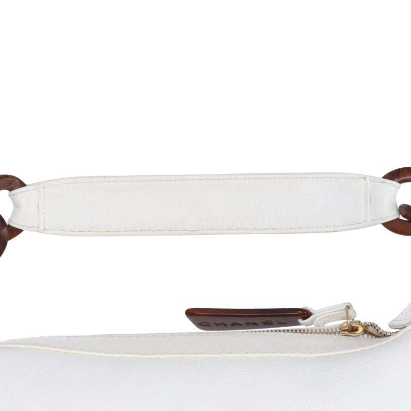 CHANEL シャネル/ヴィンテージ/ココマーク/キャビアスキンセミショルダー/白//741****/ABランク/09