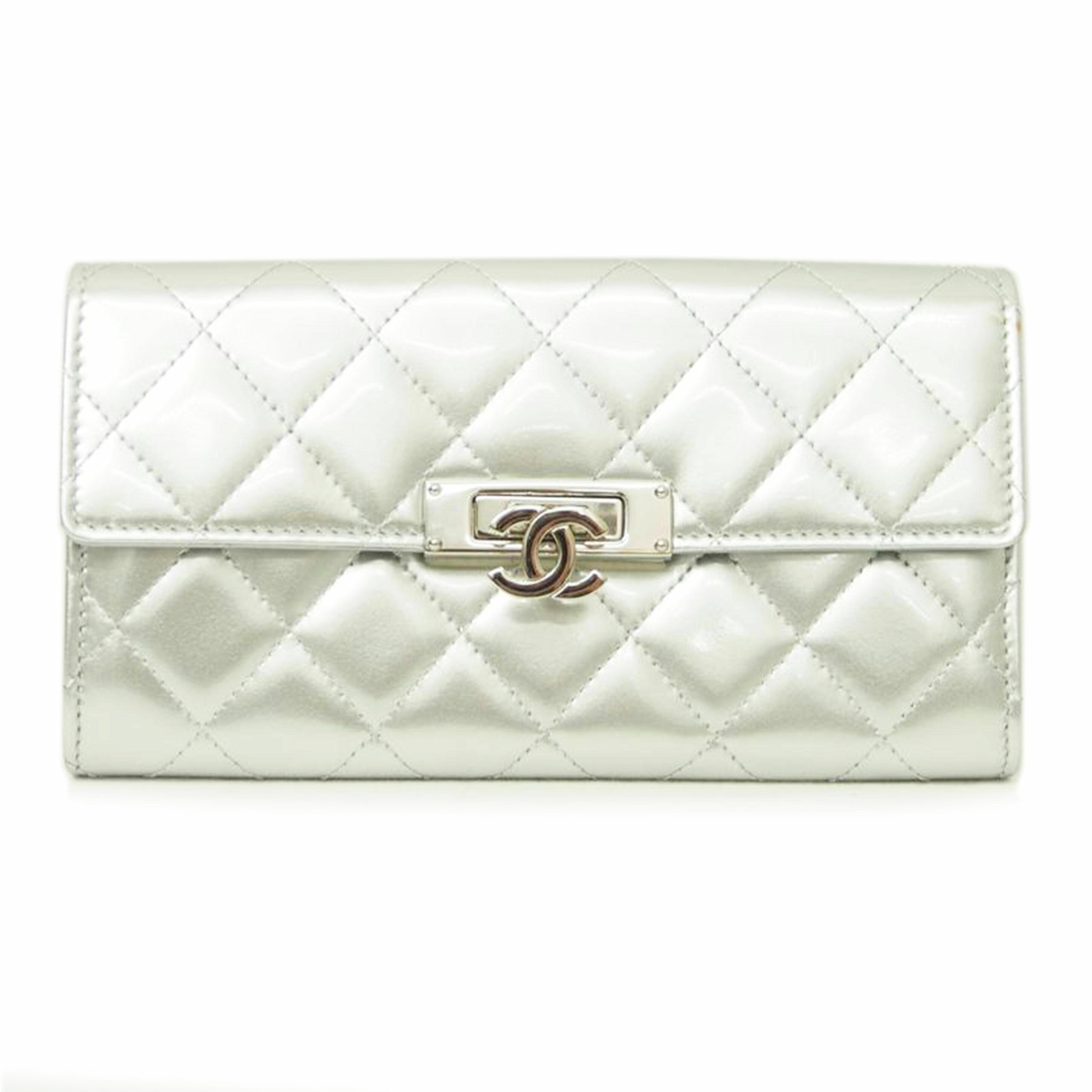 CHANEL シャネル/パテント マトラッセフラップウォレット/シルバー/A80768//22027543/ABランク/78
