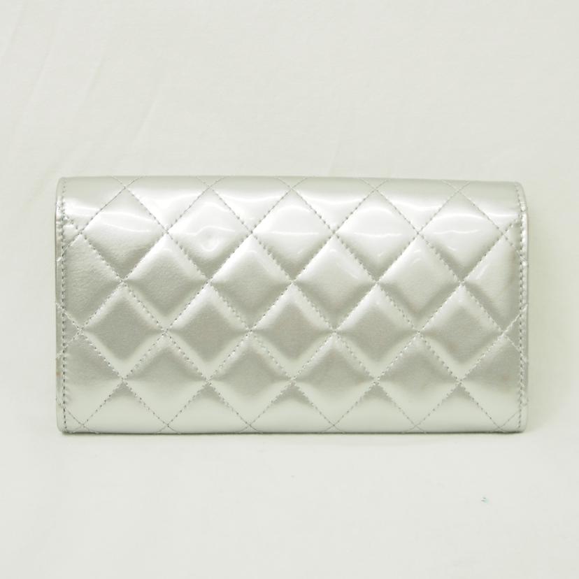 CHANEL シャネル/パテント マトラッセフラップウォレット/シルバー/A80768//22027543/ABランク/78