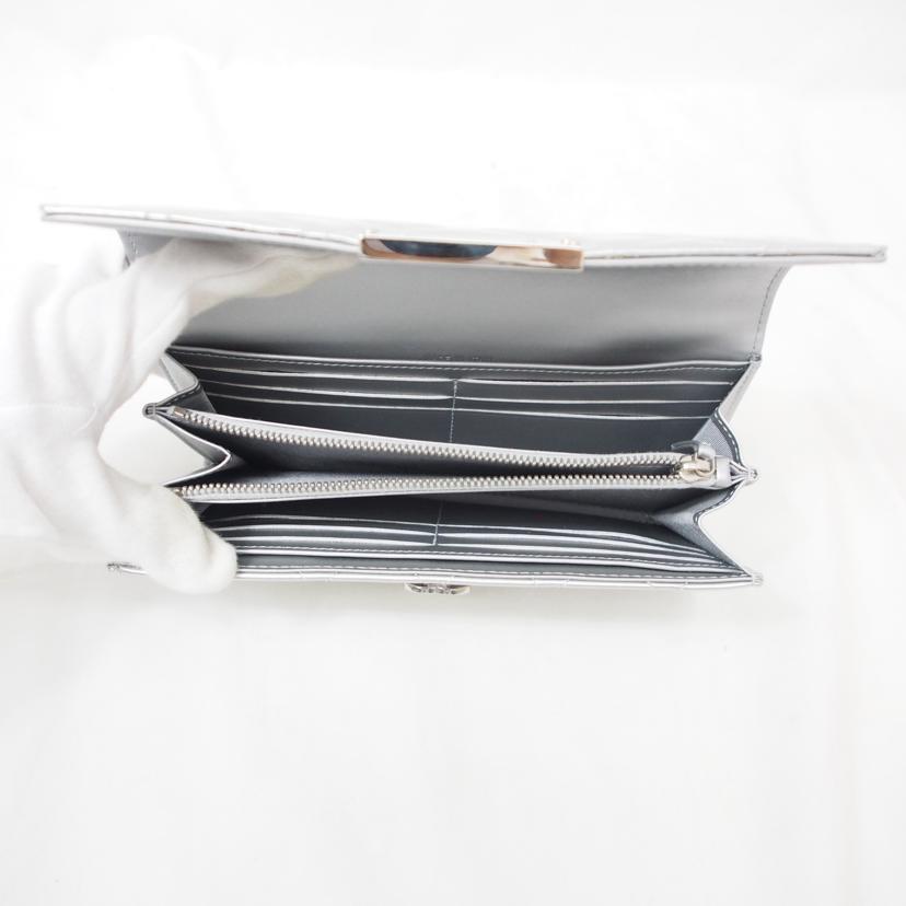 CHANEL シャネル/パテント マトラッセフラップウォレット/シルバー/A80768//22027543/ABランク/78