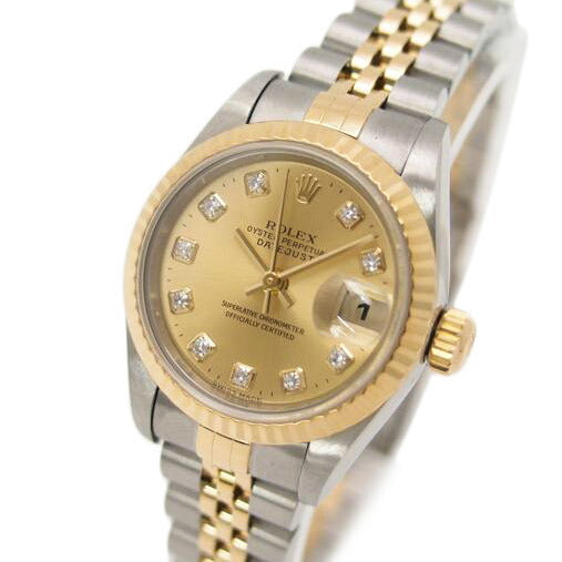 ROLEX ロレックス 2000年頃製造 オーバーホール済 新品仕上済 コンビ シャンパン文字盤/デイトジャスト・レディース/10P新ダイヤ/P番/79173G//P989980(2000)/SAランク/69