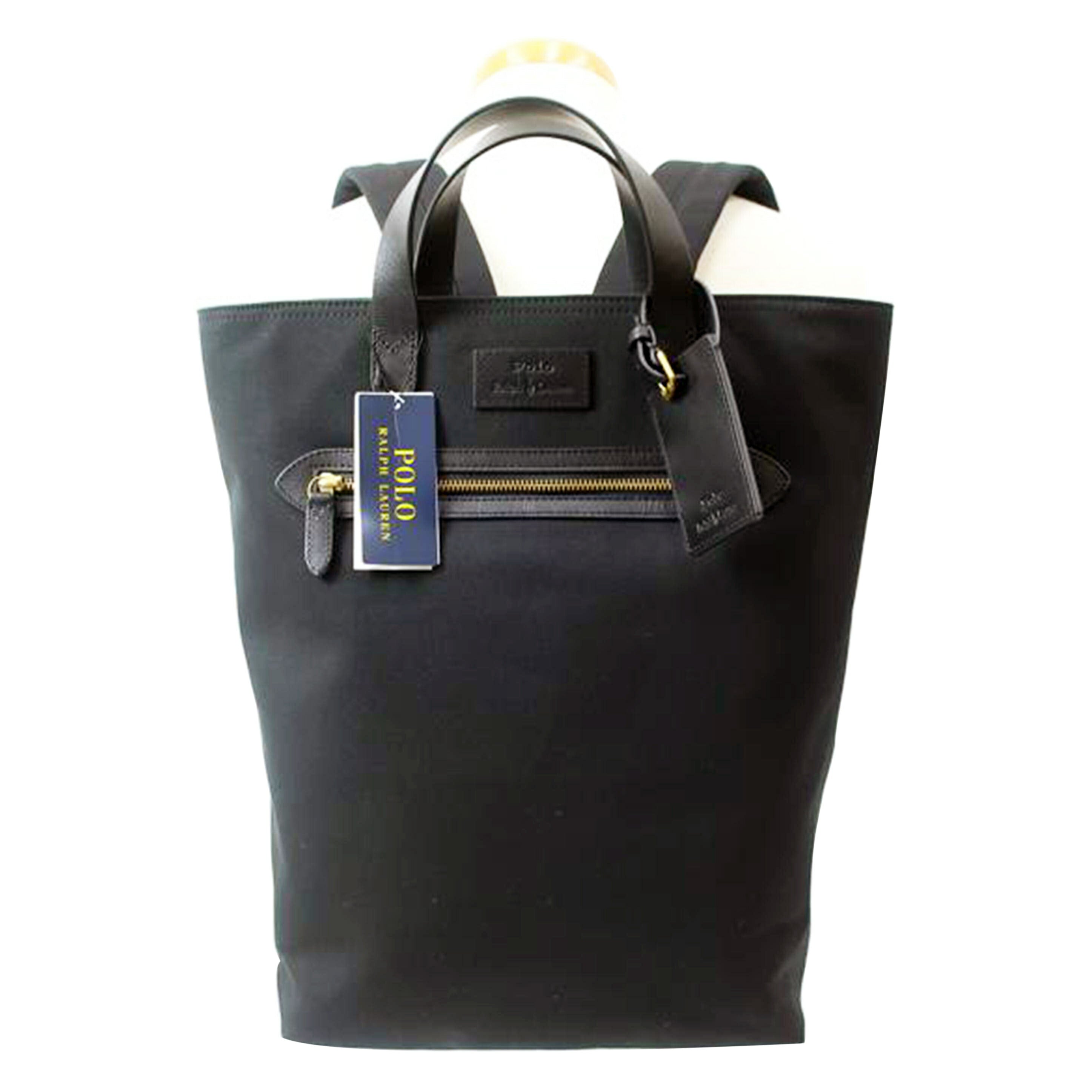 POLO RALPHLAUREN ラルフローレン/レザートリム キャンバス コンバーチブルトート/2WAY リュック バックパック ブラック 黒/MAPOBGS01320061//SAランク/65