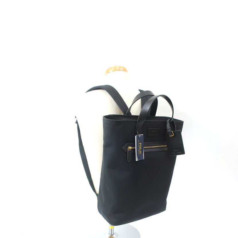 POLO RALPHLAUREN ラルフローレン/レザートリム キャンバス コンバーチブルトート/2WAY リュック バックパック ブラック 黒/MAPOBGS01320061//SAランク/65