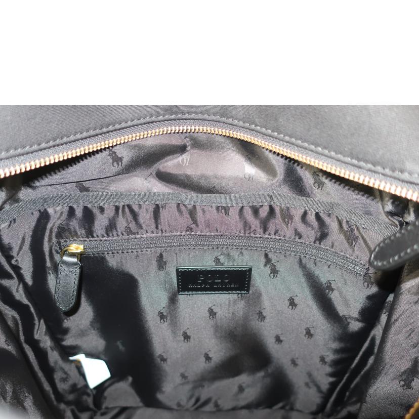 POLO RALPHLAUREN ラルフローレン/レザートリム キャンバス コンバーチブルトート/2WAY リュック バックパック ブラック 黒/MAPOBGS01320061//SAランク/65