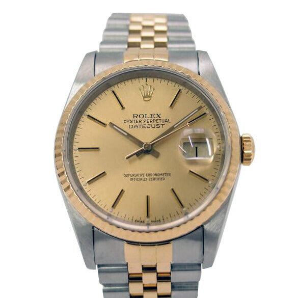 ROLEX ロレックス 1987年頃製造 オーバーホール済 新品仕上済 コンビ シャンパン文字盤/デイトジャスト・SS×YG/R番/16233//R679104/Aランク/69