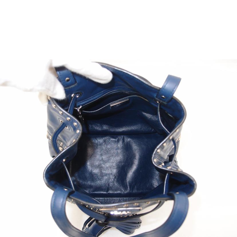 PRADA プラダ ハンドバック トートバック ショルダーバッグ 肩掛け 青 レディース/スタッズ巾着フリンジトート/ブルー/B5061M//8/G****/Aランク/69