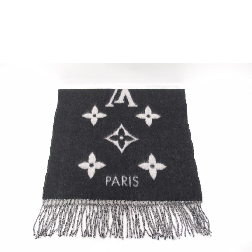 LOUIS VUITTON ルイ・ヴィトン マフラー ストール カシミア100% 黒 グレー レディース/エシャルプ・レイキャビック/ブラック/401486//Aランク/69