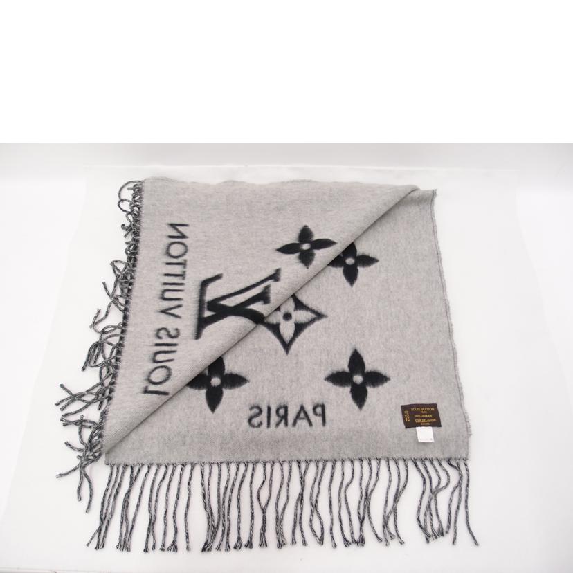 LOUIS VUITTON ルイ・ヴィトン マフラー ストール カシミア100% 黒 グレー レディース/エシャルプ・レイキャビック/ブラック/401486//Aランク/69